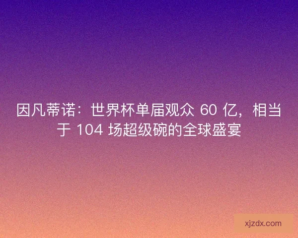 因凡蒂诺：世界杯单届观众 60 亿，相当于 104 场超级碗的全球盛宴